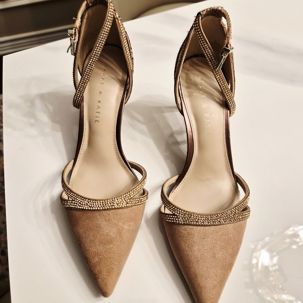 Kelly & Katie Blush Rhinestone Strappy Heels